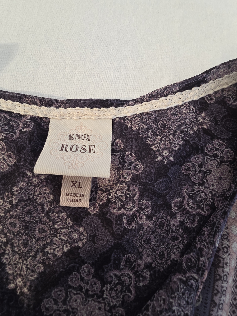 Knox Rose Boho Purple Paisley Print Tunic. Size XL - Picture 2 of 8